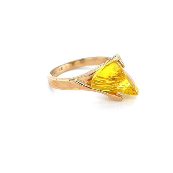 Sterling Gold Vermeil 925 Yellow Cz Taiwan Ring - Picture 3 of 8